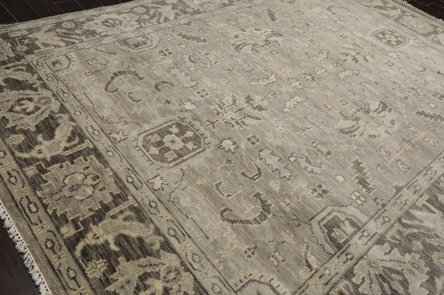 Multi Sizes LoomBloom Muted Turkish Oushak Hand Knotted Wool Traditional Area Rug Gray, Beige Color-3
