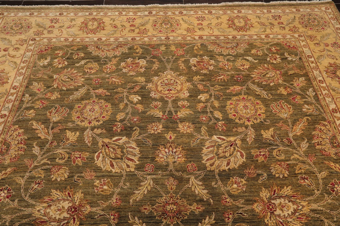8' x 9'10" Hand Knotted 100% Wool Peshawar Oriental Area Rug Pistachio Gold-4