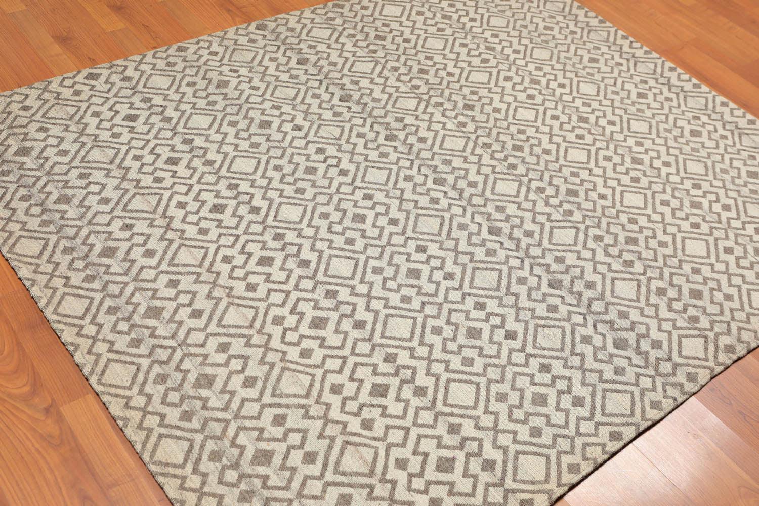 5'1" x 6'4" Hand Woven Flatweave Area Rug Contemporary Beige-1