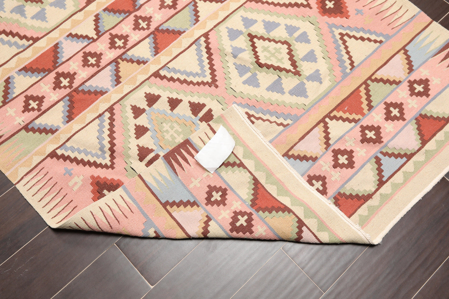 3'9" x 5'9" Hand Woven Wool Southwestern Turkish Kilim Oriental Area Rug Beige-4