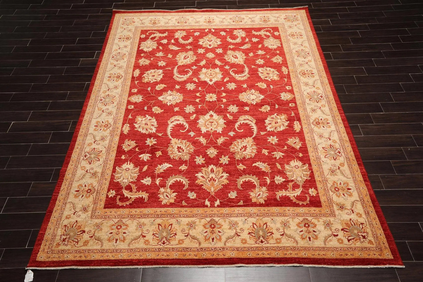8'10'' x 11'8'' Hand Knotted 100% Wool Peshawar Oriental Area Rug Orangy Red-1