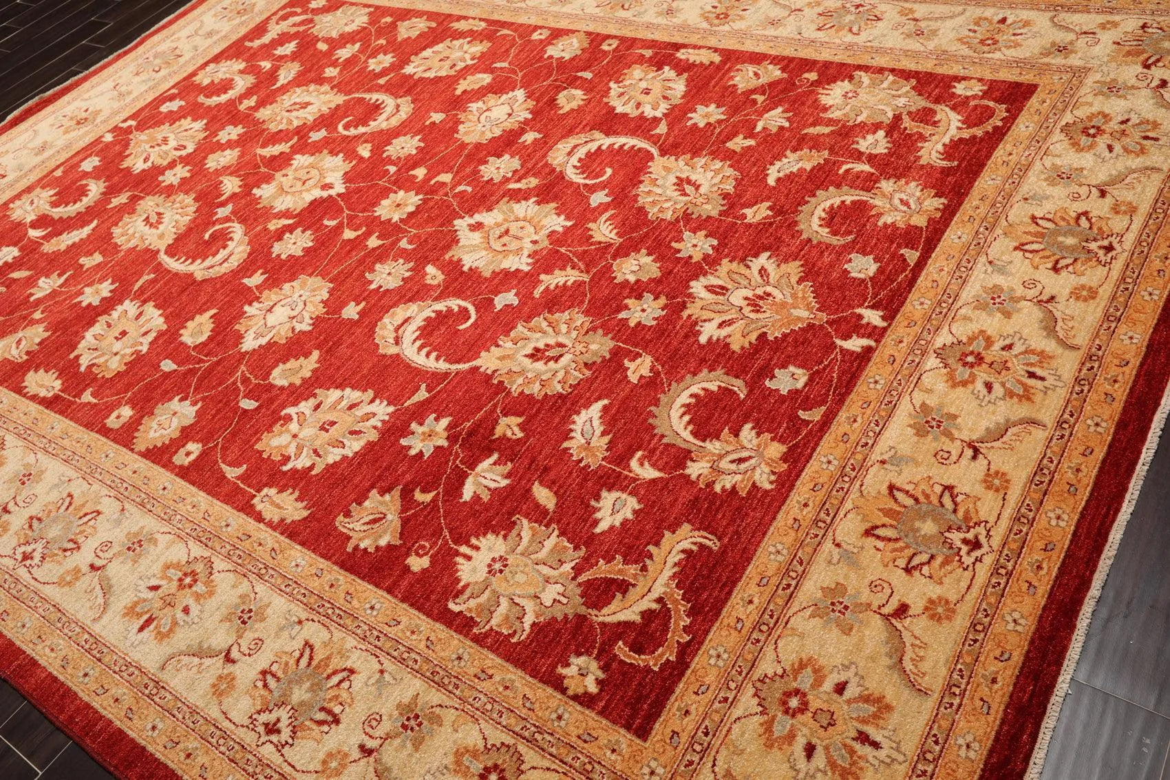 8'10'' x 11'8'' Hand Knotted 100% Wool Peshawar Oriental Area Rug Orangy Red-2