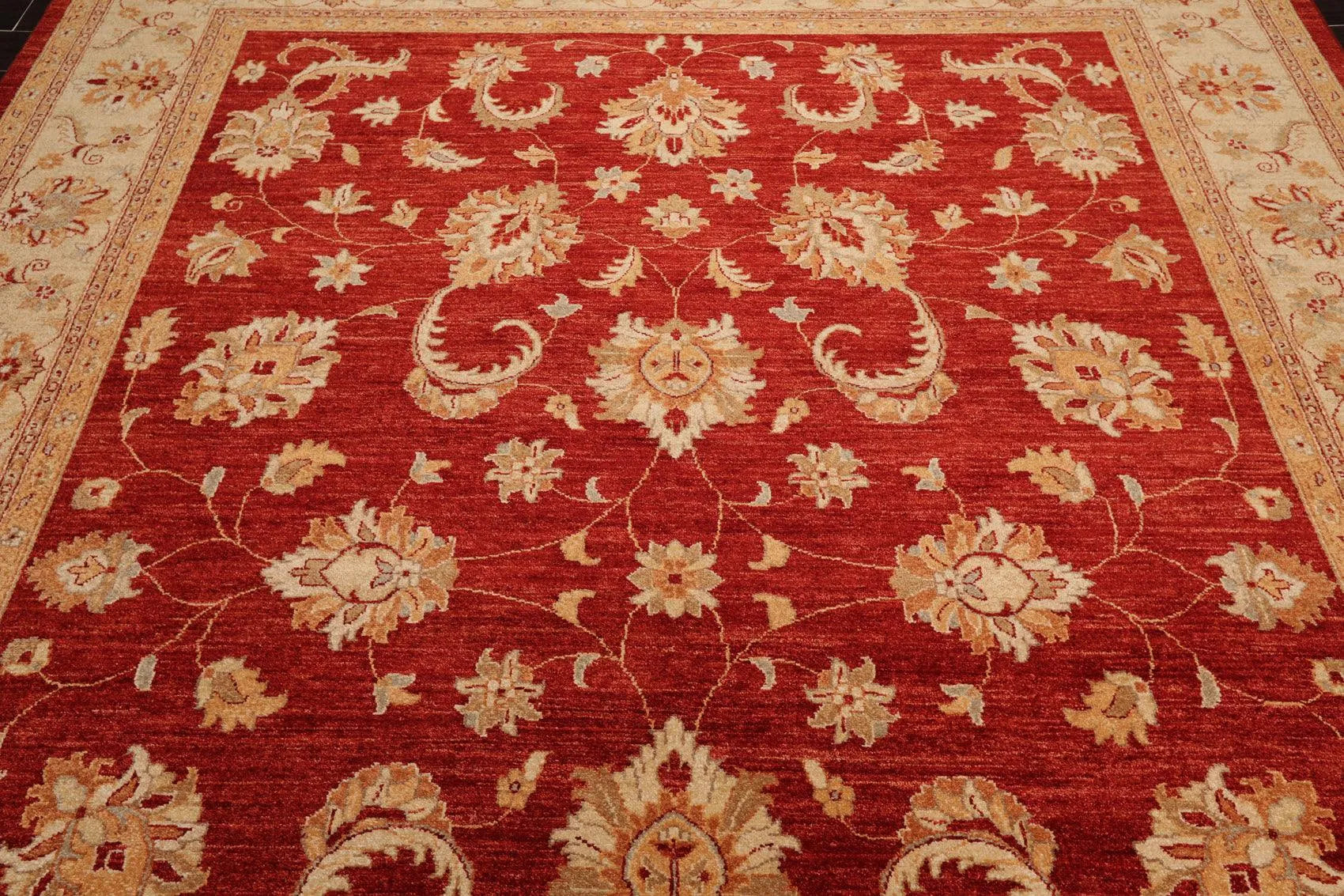 8'10'' x 11'8'' Hand Knotted 100% Wool Peshawar Oriental Area Rug Orangy Red-4