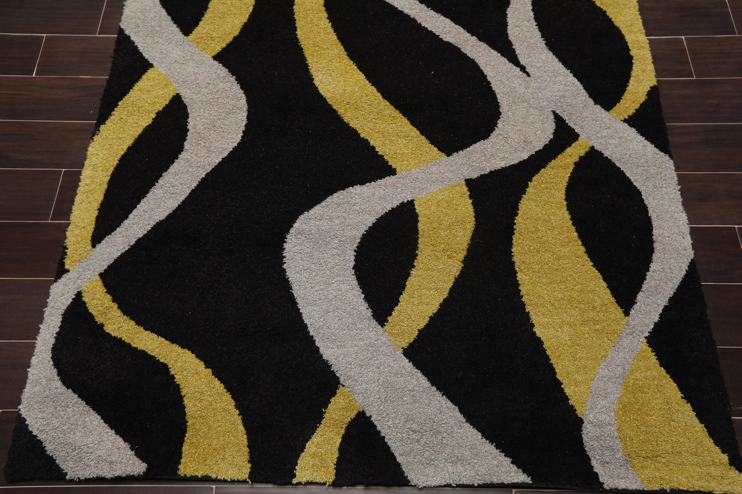 5x8 Black, Gold Machine Made 100% Wool Modern & Contemporary Oriental Area Rug-3