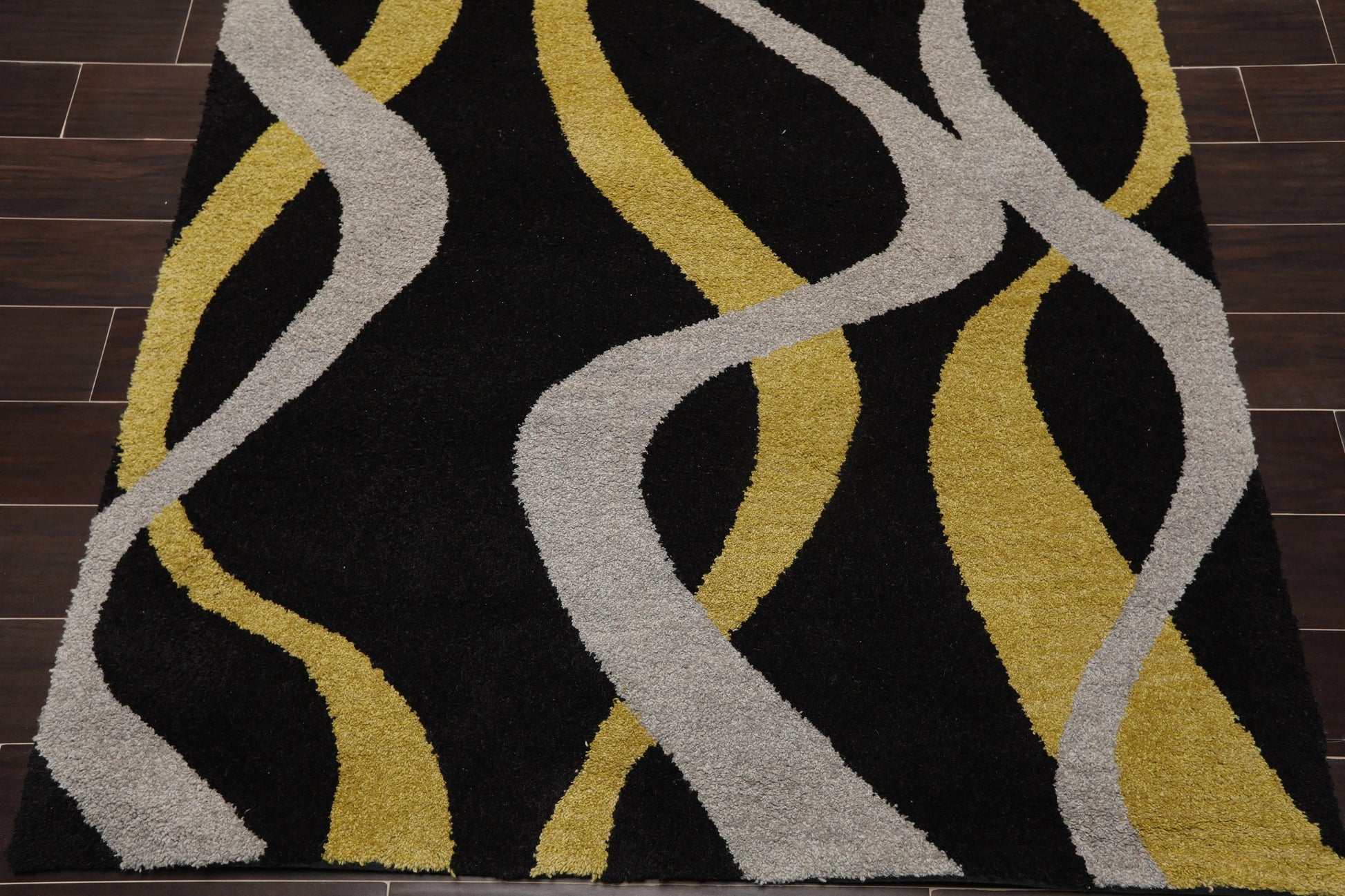 5x8 Black, Gold Machine Made 100% Wool Modern & Contemporary Oriental Area Rug-3