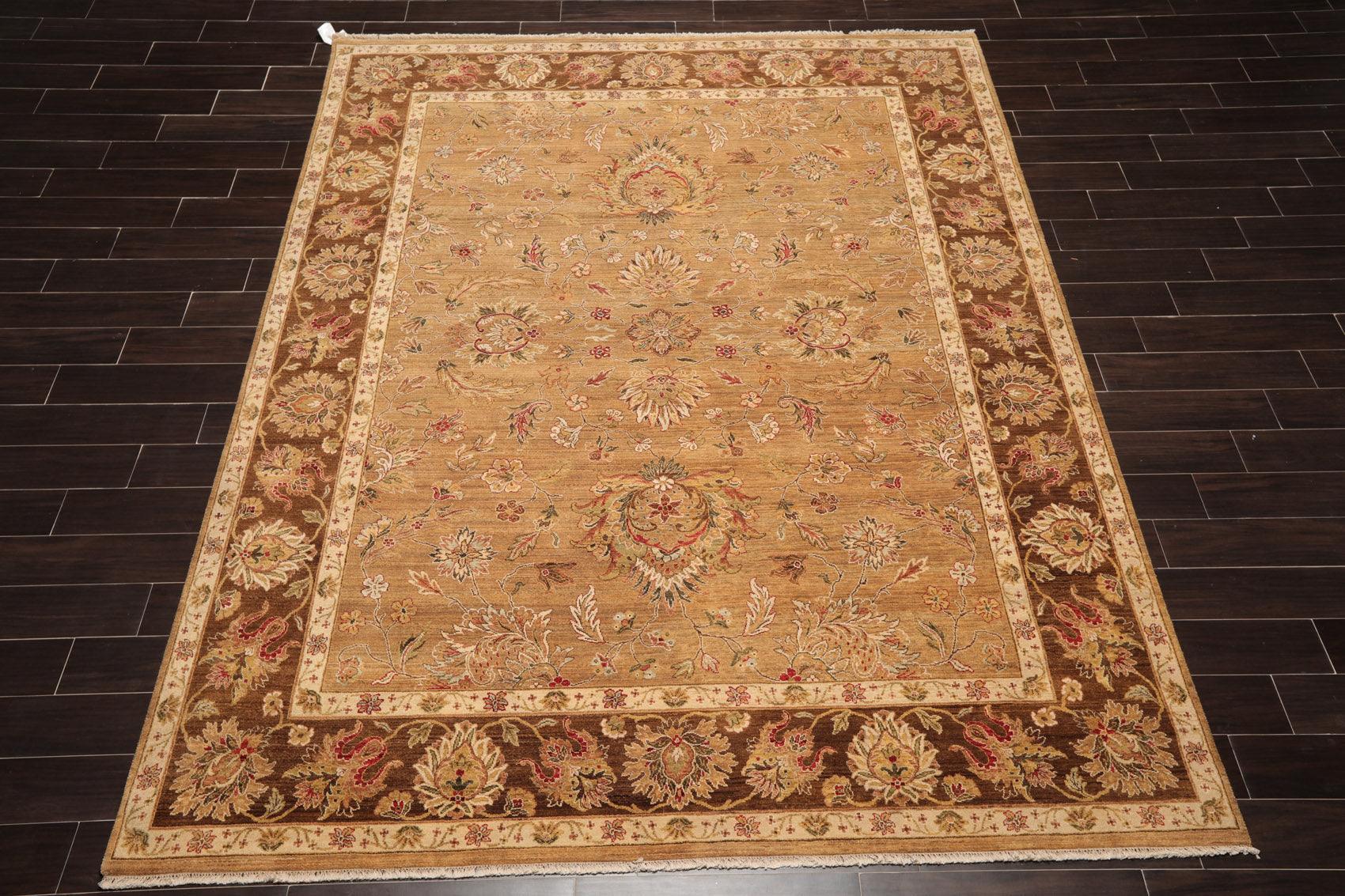 8'x10'1" Hand Knotted Wool Peshawar Traditional 150 KPSI Oriental Area Rug Camel-1