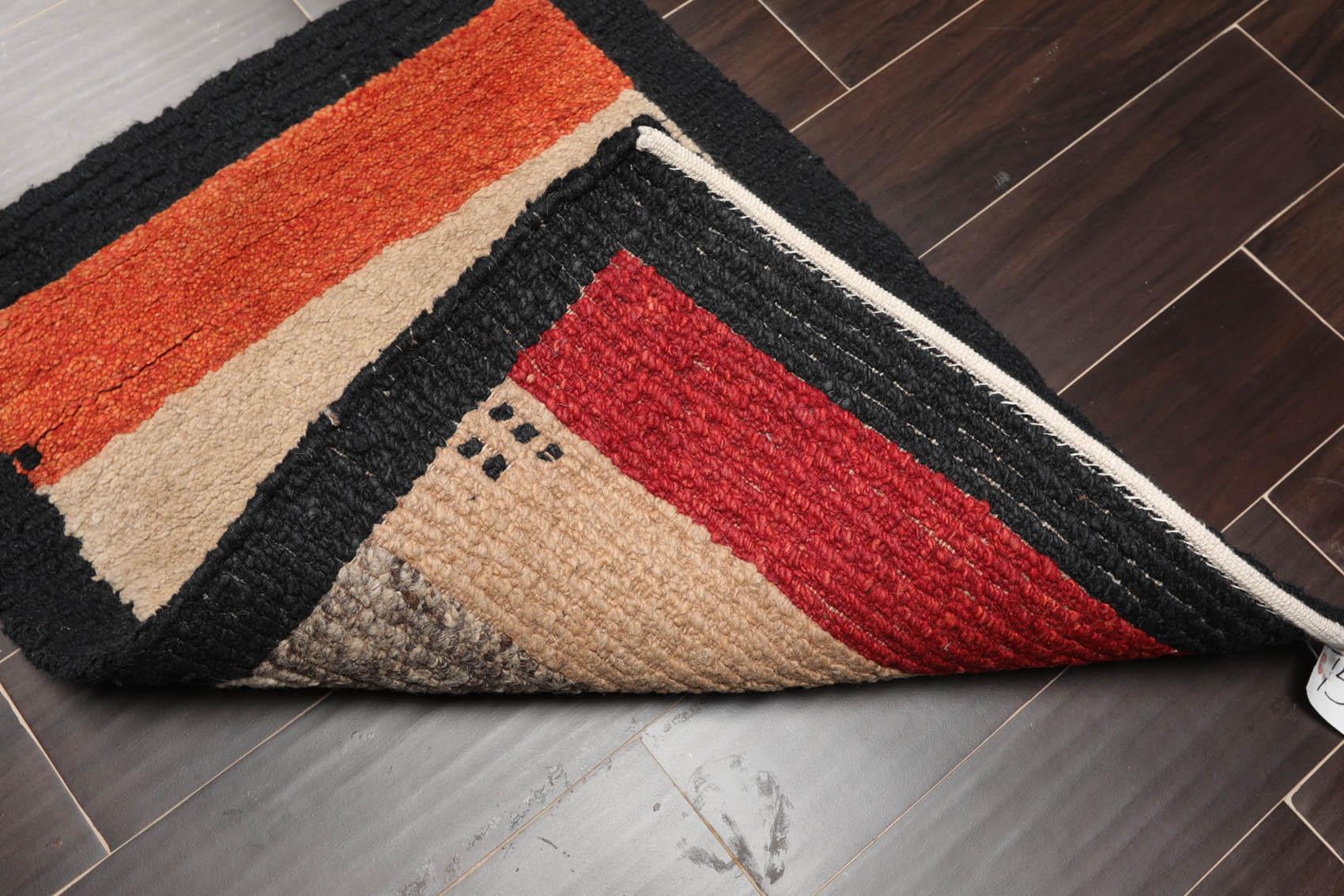 2'2" x 2'11" Hand Knotted Tibetan Wool Contemporary Thick pile Area Rug Beige-4