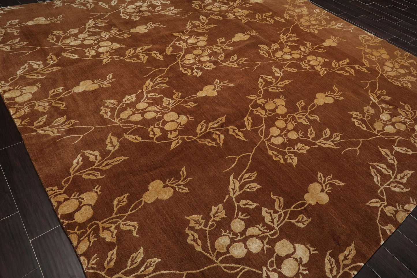 10’6" x 10’6" Lapchi Hand Knotted Wool & Silk Square Tibetan Oriental Area Rug Brown-4