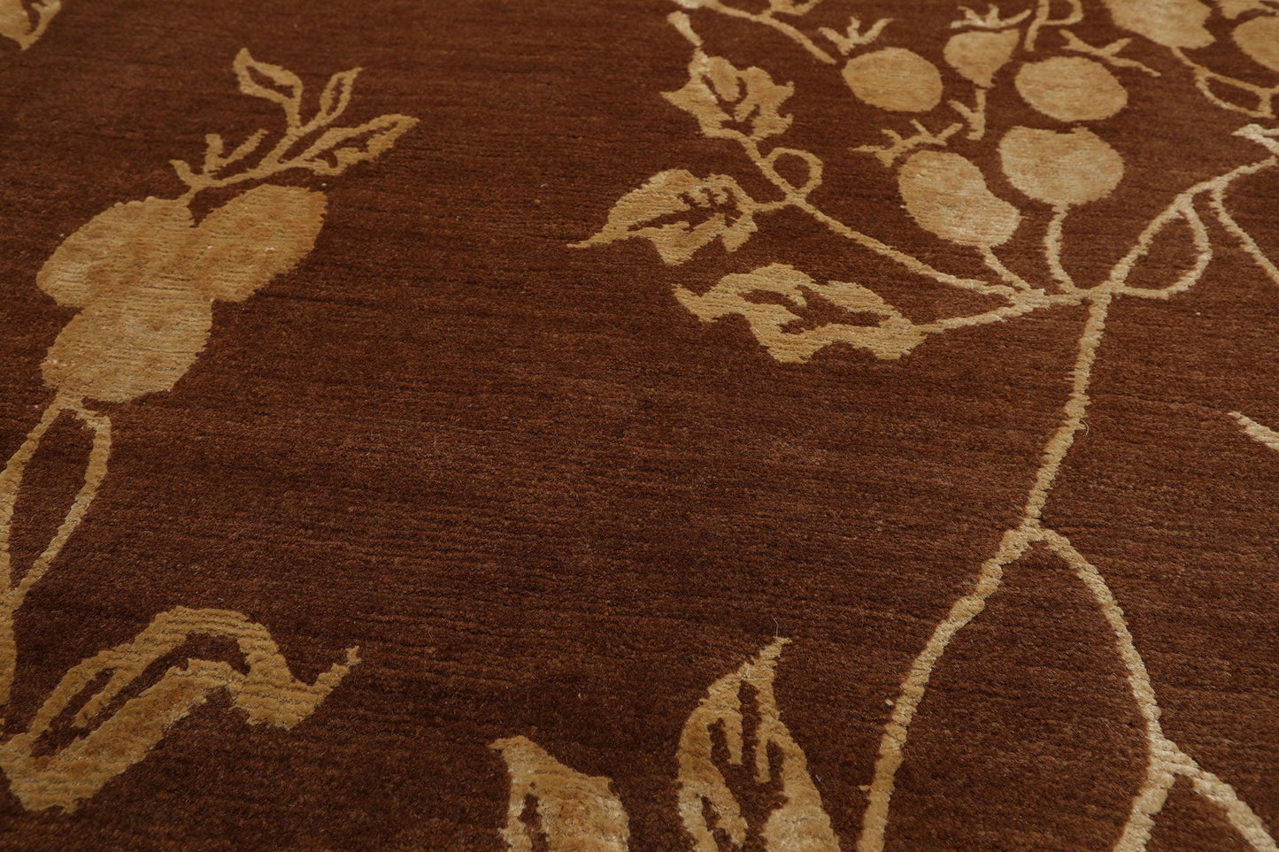 10’6" x 10’6" Lapchi Hand Knotted Wool & Silk Square Tibetan Oriental Area Rug Brown-2