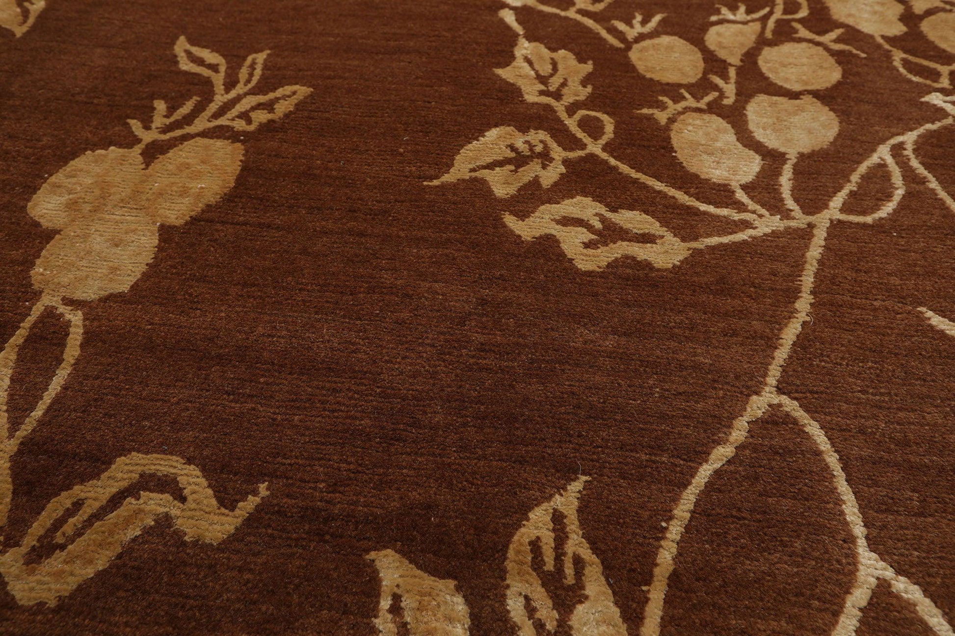 10’6" x 10’6" Lapchi Hand Knotted Wool & Silk Square Tibetan Oriental Area Rug Brown-2