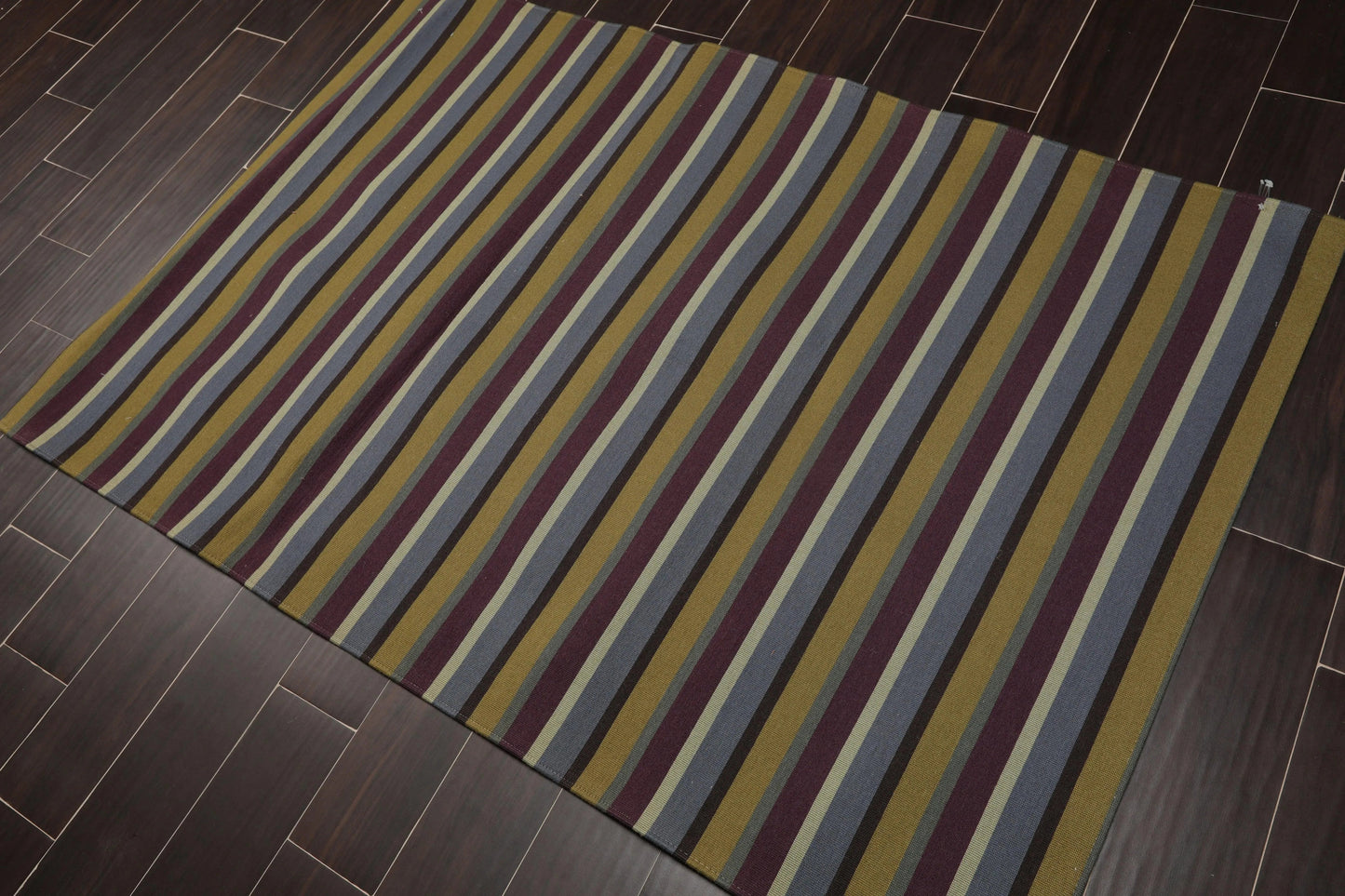 4' x 6' Contemporary 100% Wool Flatweave Area Rug Blue-0
