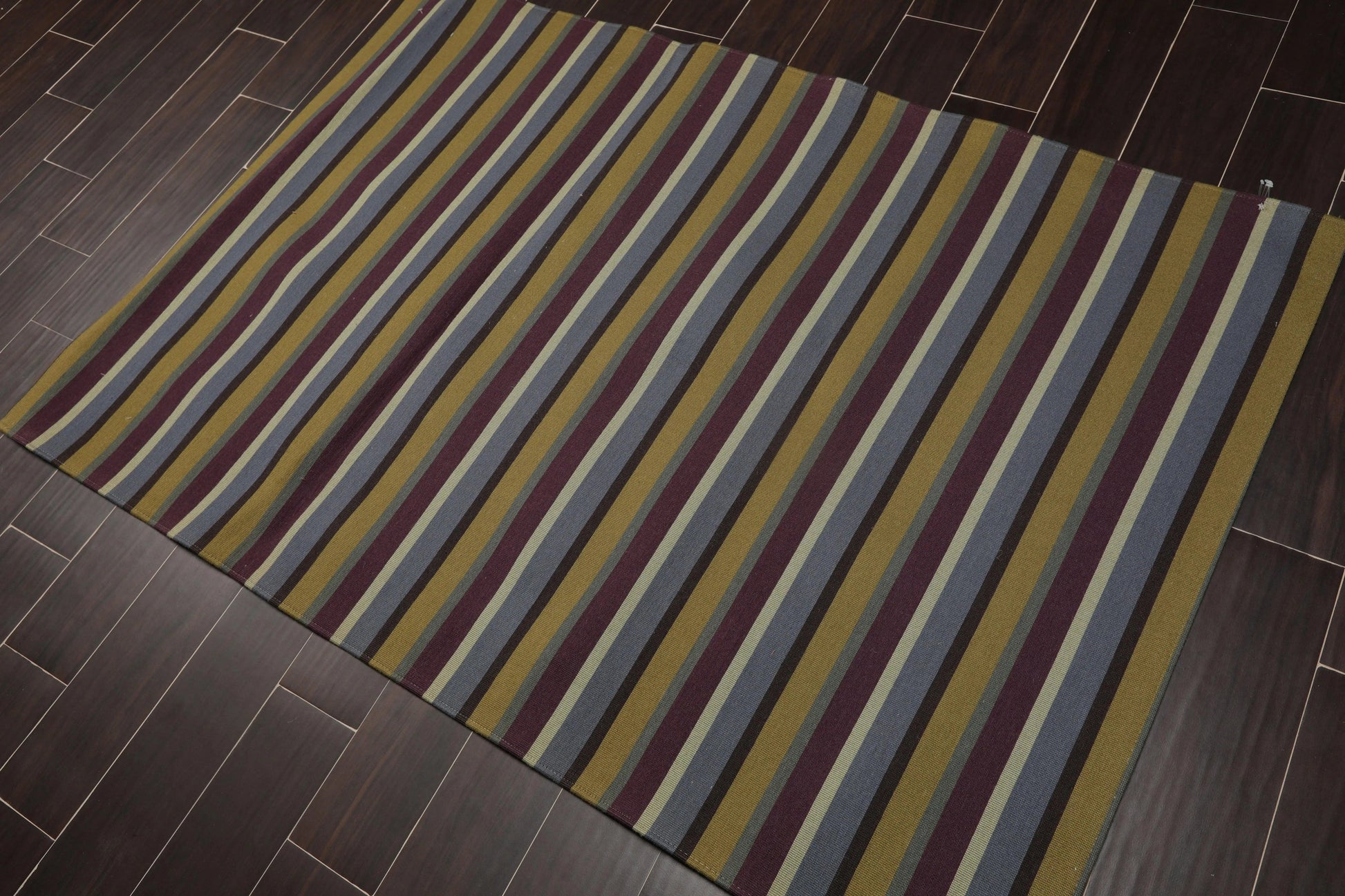 4' x 6' Contemporary 100% Wool Flatweave Area Rug Blue-0