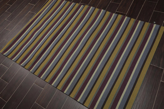 4' x 6' Contemporary 100% Wool Flatweave Area Rug Blue-0
