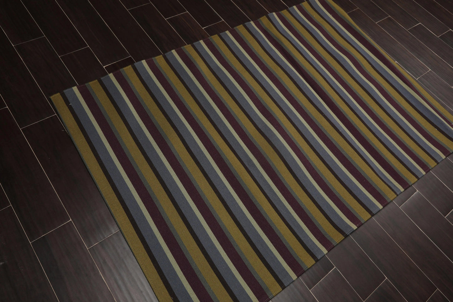 4' x 6' Contemporary 100% Wool Flatweave Area Rug Blue-1
