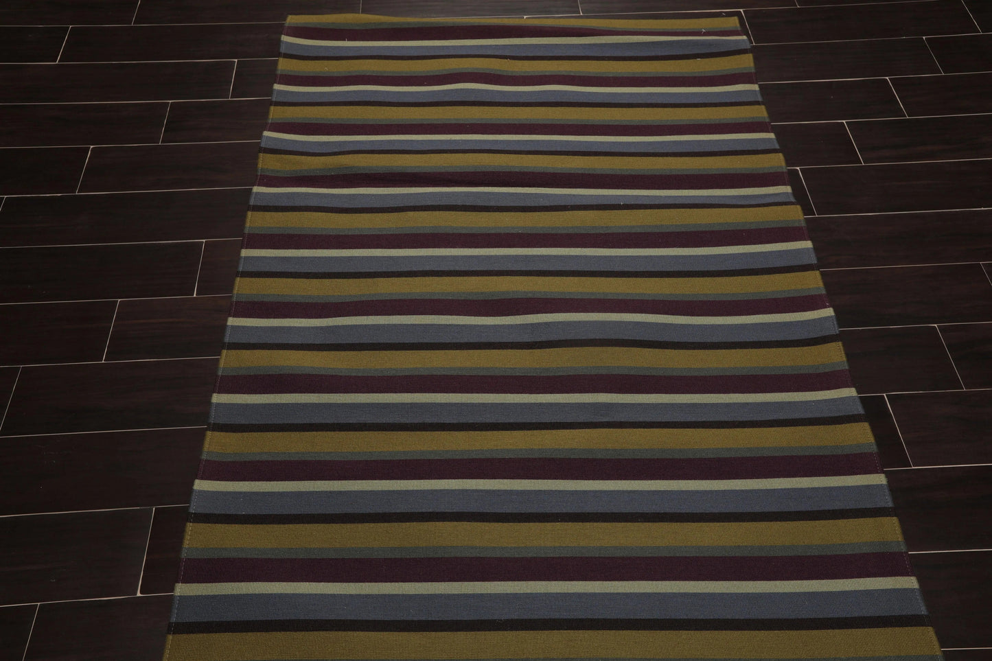 4' x 6' Contemporary 100% Wool Flatweave Area Rug Blue-2