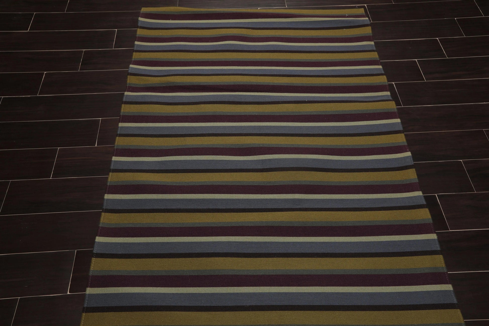 4' x 6' Contemporary 100% Wool Flatweave Area Rug Blue-2