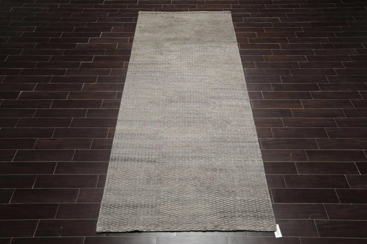5’ x 12’ Hand Knotted Wool & Jute Palace Runner Modern Area Ru Beige Gray-0