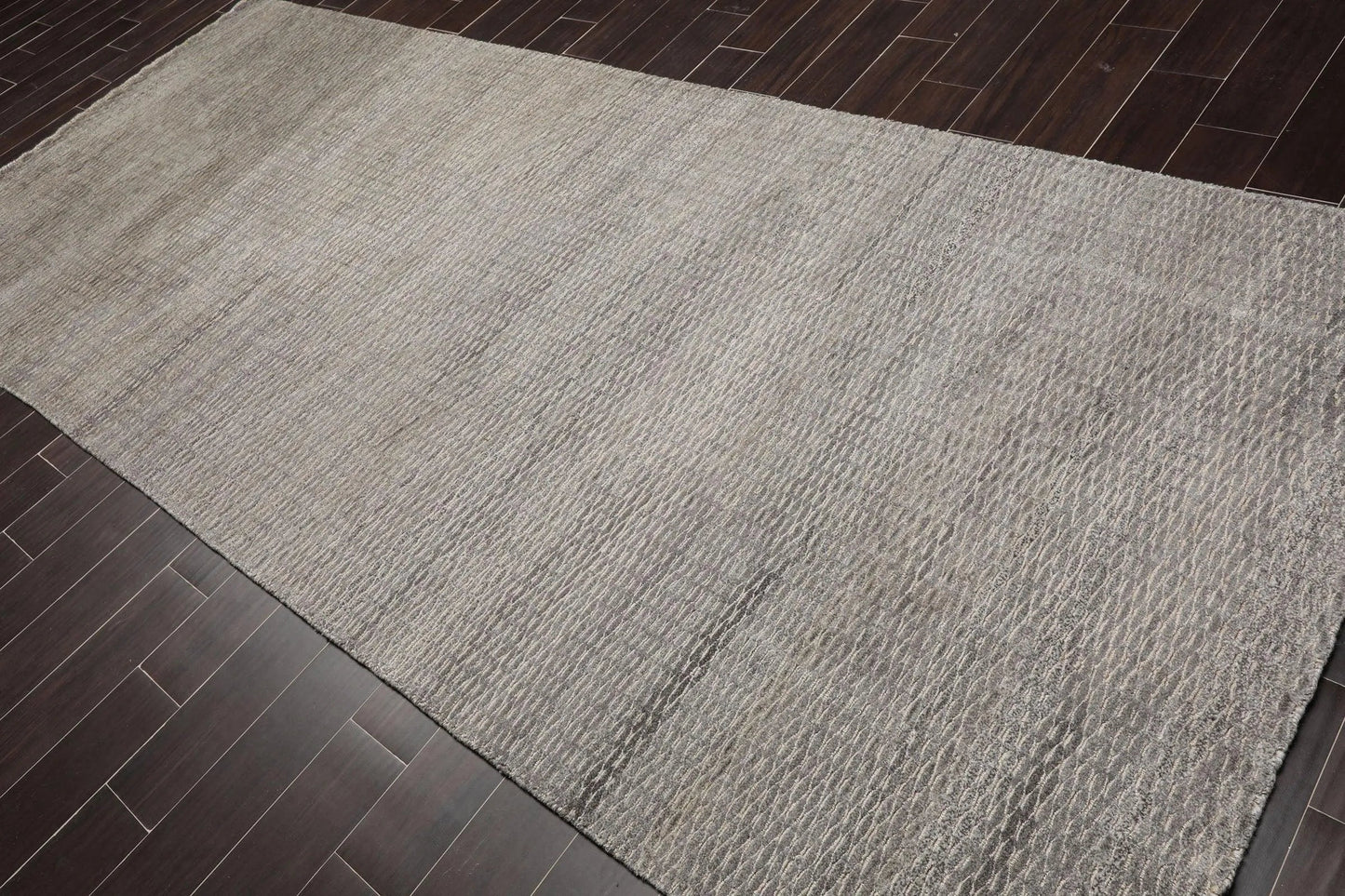 5’ x 12’ Hand Knotted Wool & Jute Palace Runner Modern Area Ru Beige Gray-2