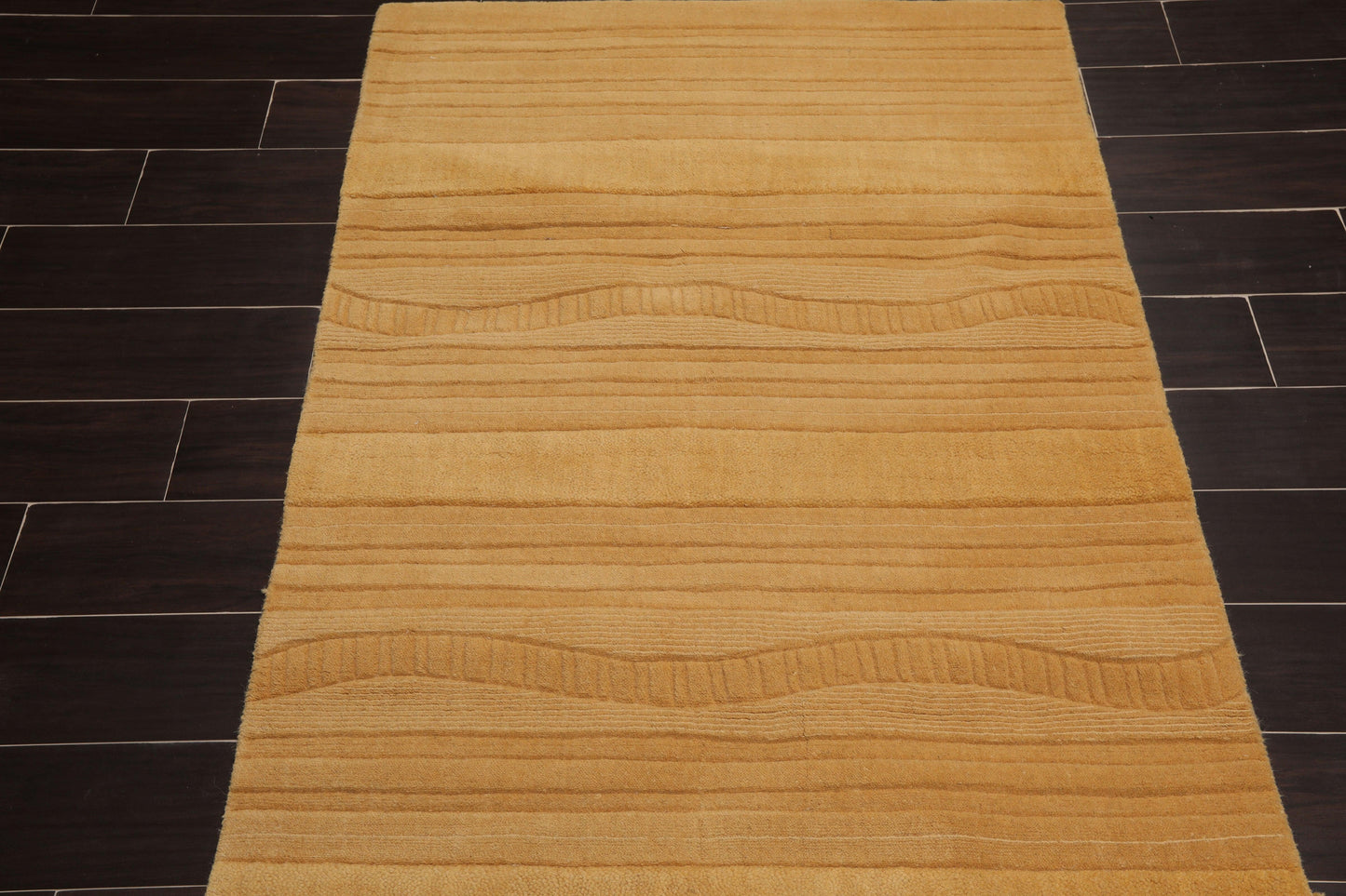 3'6" x 5'6" Contemporary Handmade 100% Wool Traditional Oriental Area Rug Gold-2