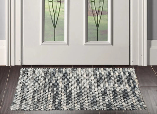 Multi Size Gray, Black Handmade Polyester Braided Mat Oriental Area Rug-0