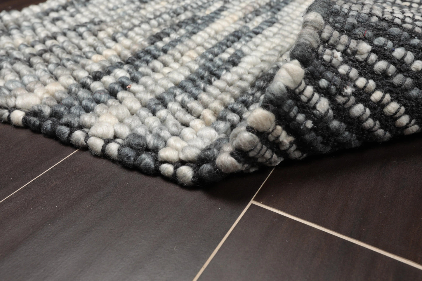 Multi Size Gray, Black Handmade Polyester Braided Mat Oriental Area Rug-4