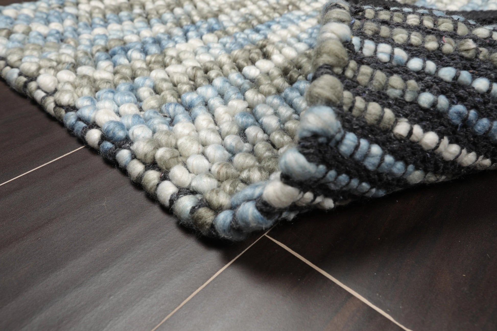 Multi Size Gray, Ivory Handmade Polyester Braided Mat Oriental Area Rug-4