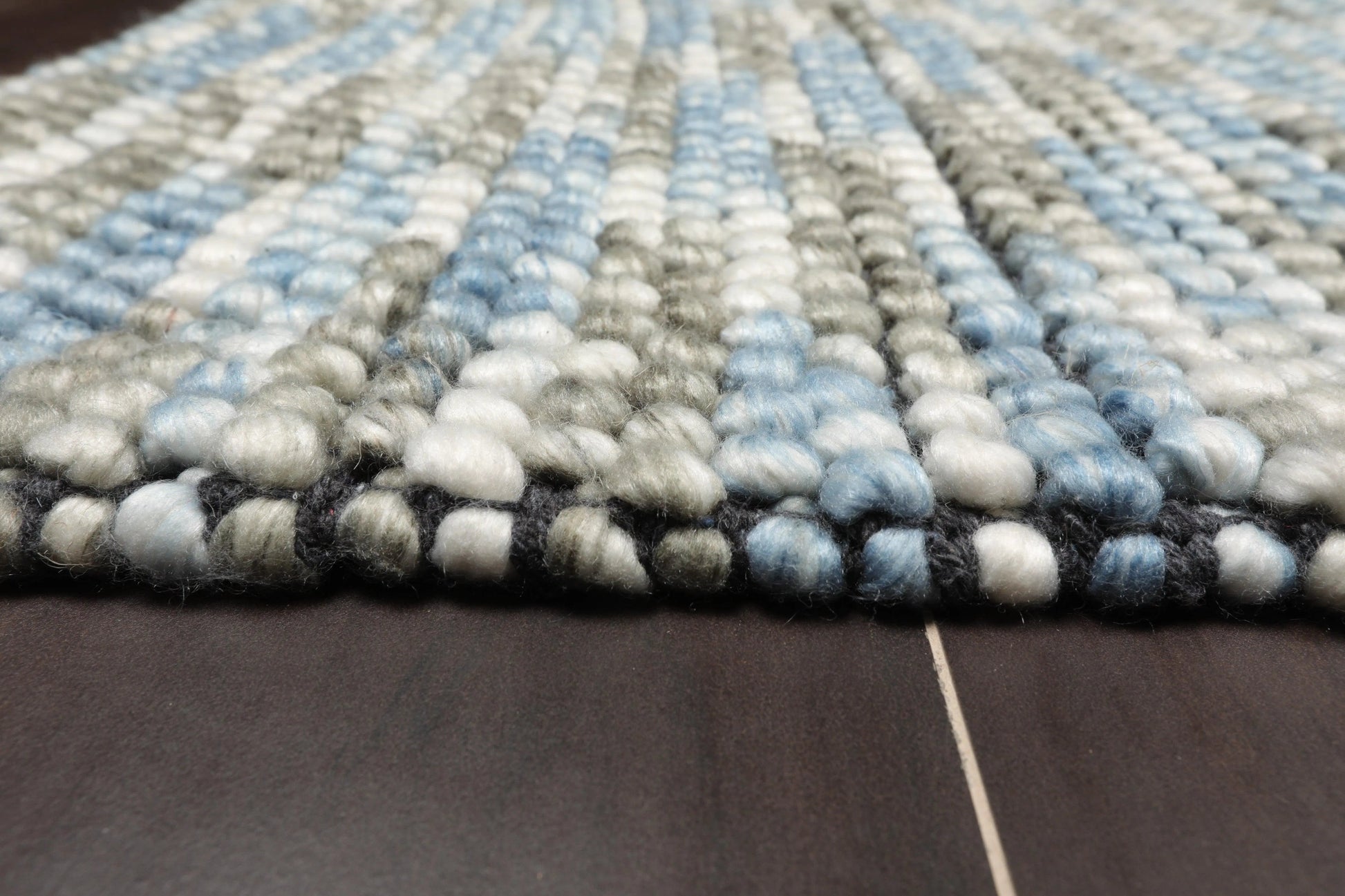 Multi Size Gray, Ivory Handmade Polyester Braided Mat Oriental Area Rug-2