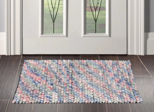 Multi Size Pink, Purple Handmade Polyester Braided Mat Oriental Area Rug-0