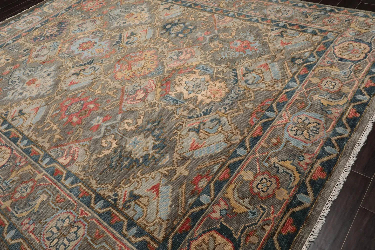 Multi Sizes LoomBloom Muted Turkish Oushak Hand Knotted Arts & Craft Wool Traditional Area Rug Mossy Gray Color-3