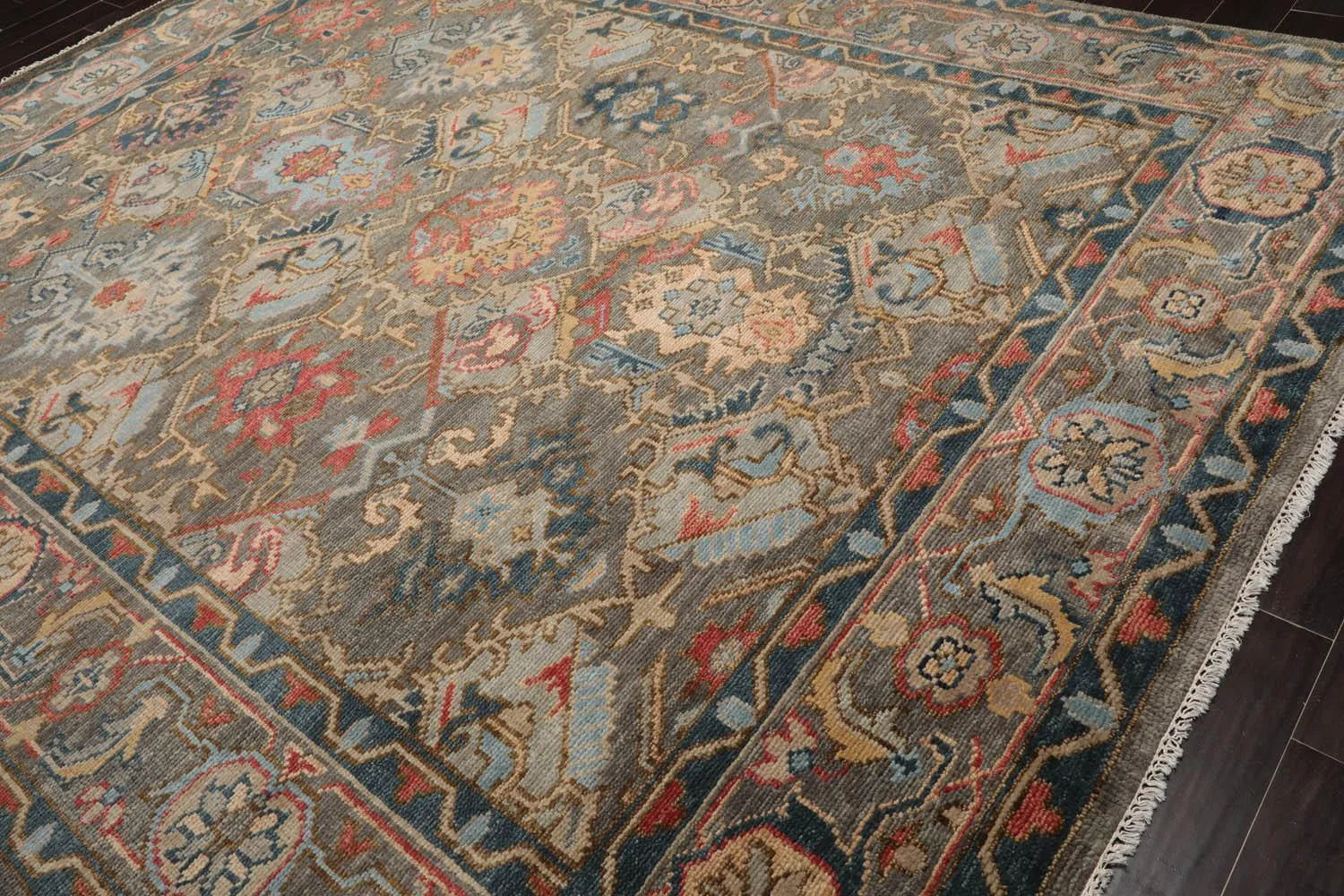 Multi Sizes LoomBloom Muted Turkish Oushak Hand Knotted Arts & Craft Wool Traditional Area Rug Mossy Gray Color-3