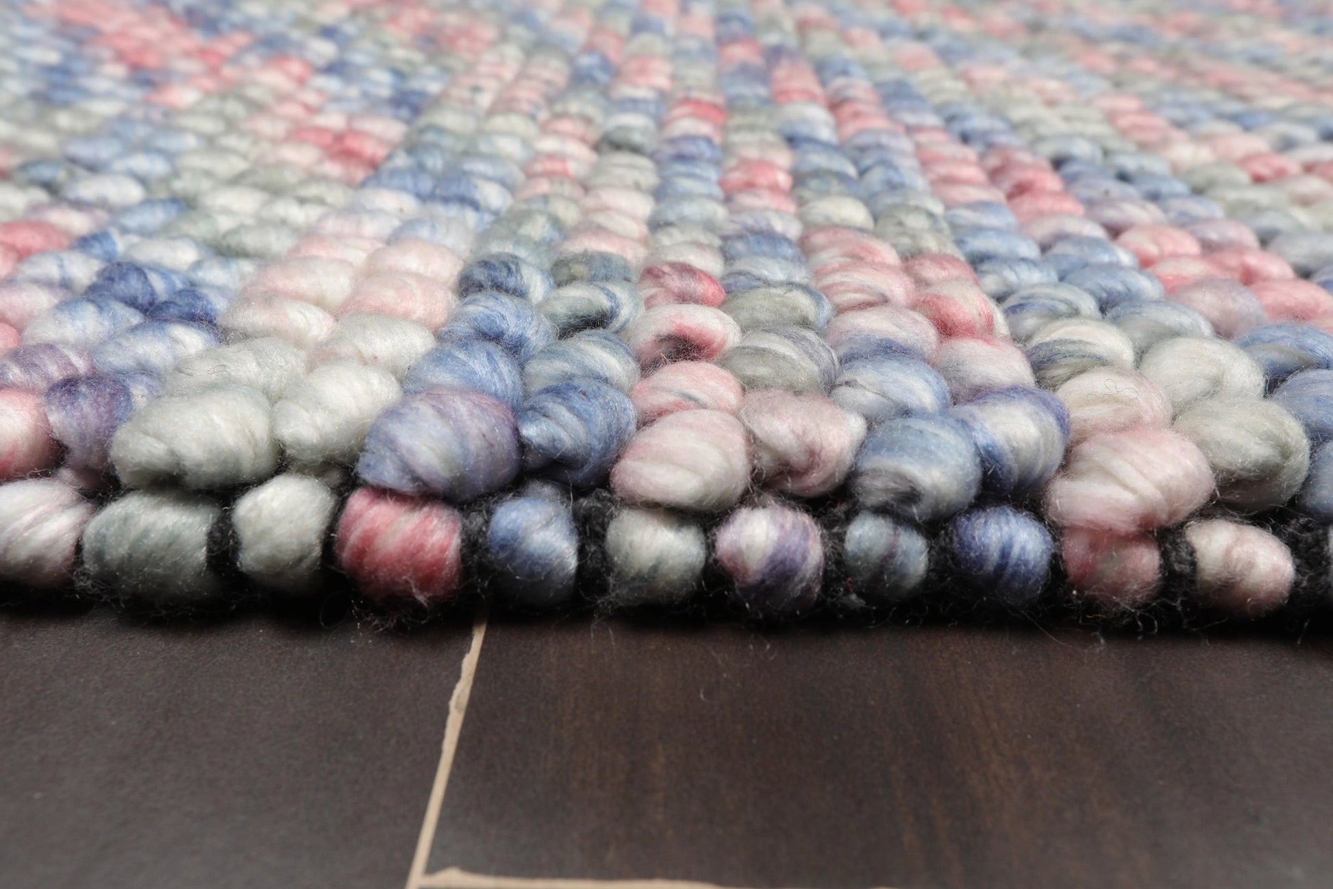 Multi Size Pink, Purple Handmade Polyester Braided Mat Oriental Area Rug-2