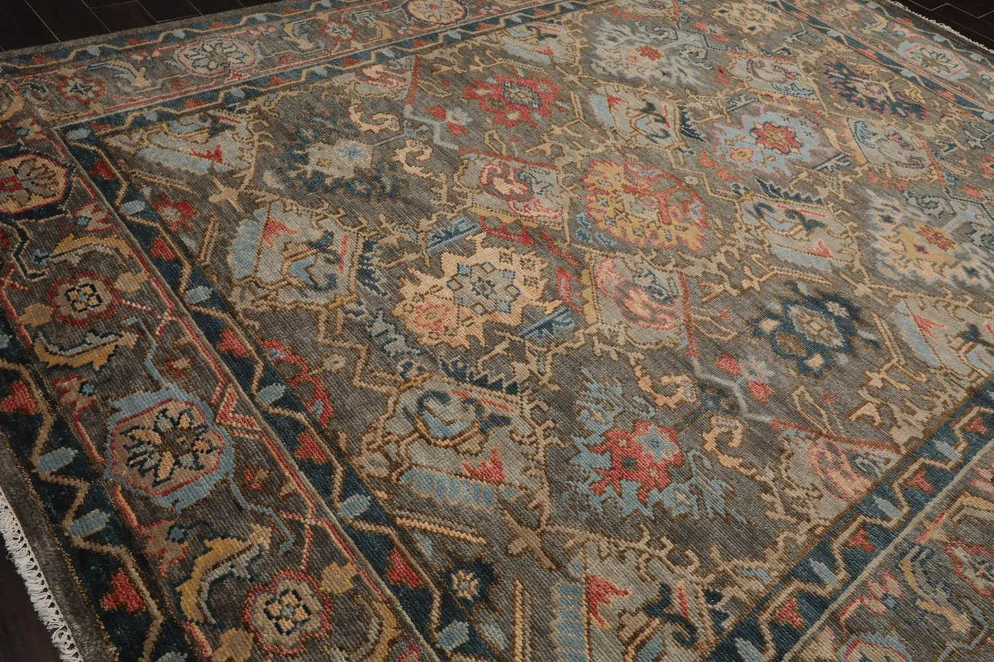 Multi Sizes LoomBloom Muted Turkish Oushak Hand Knotted Arts & Craft Wool Traditional Area Rug Mossy Gray Color-4
