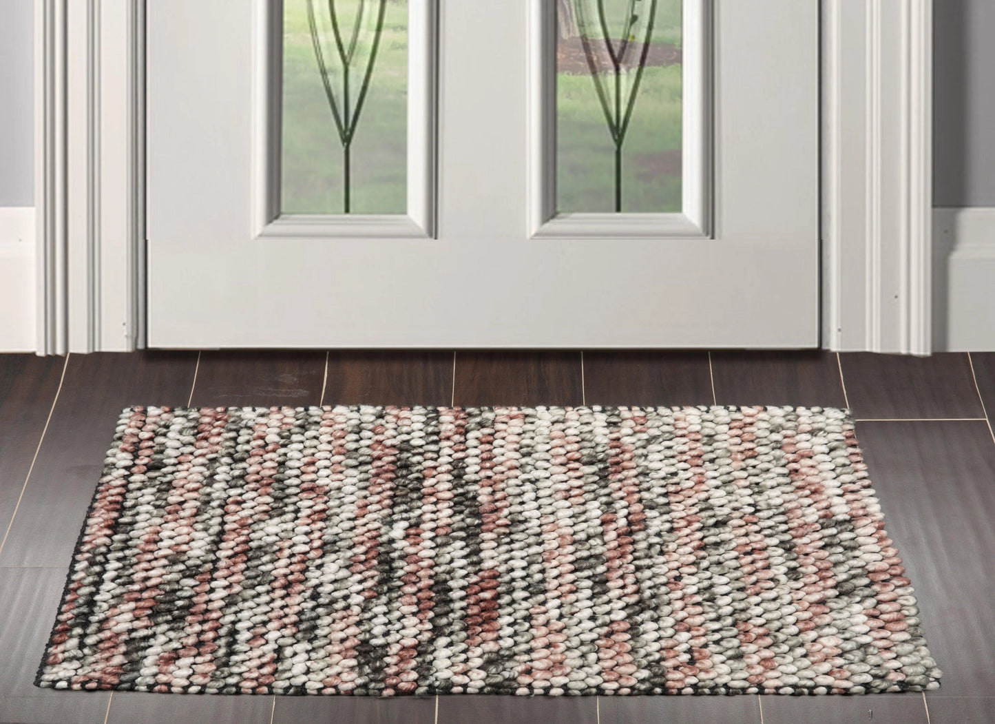 Multi Size Brown, Beige Handmade Polyester Braide Mat Oriental Area Rug-0
