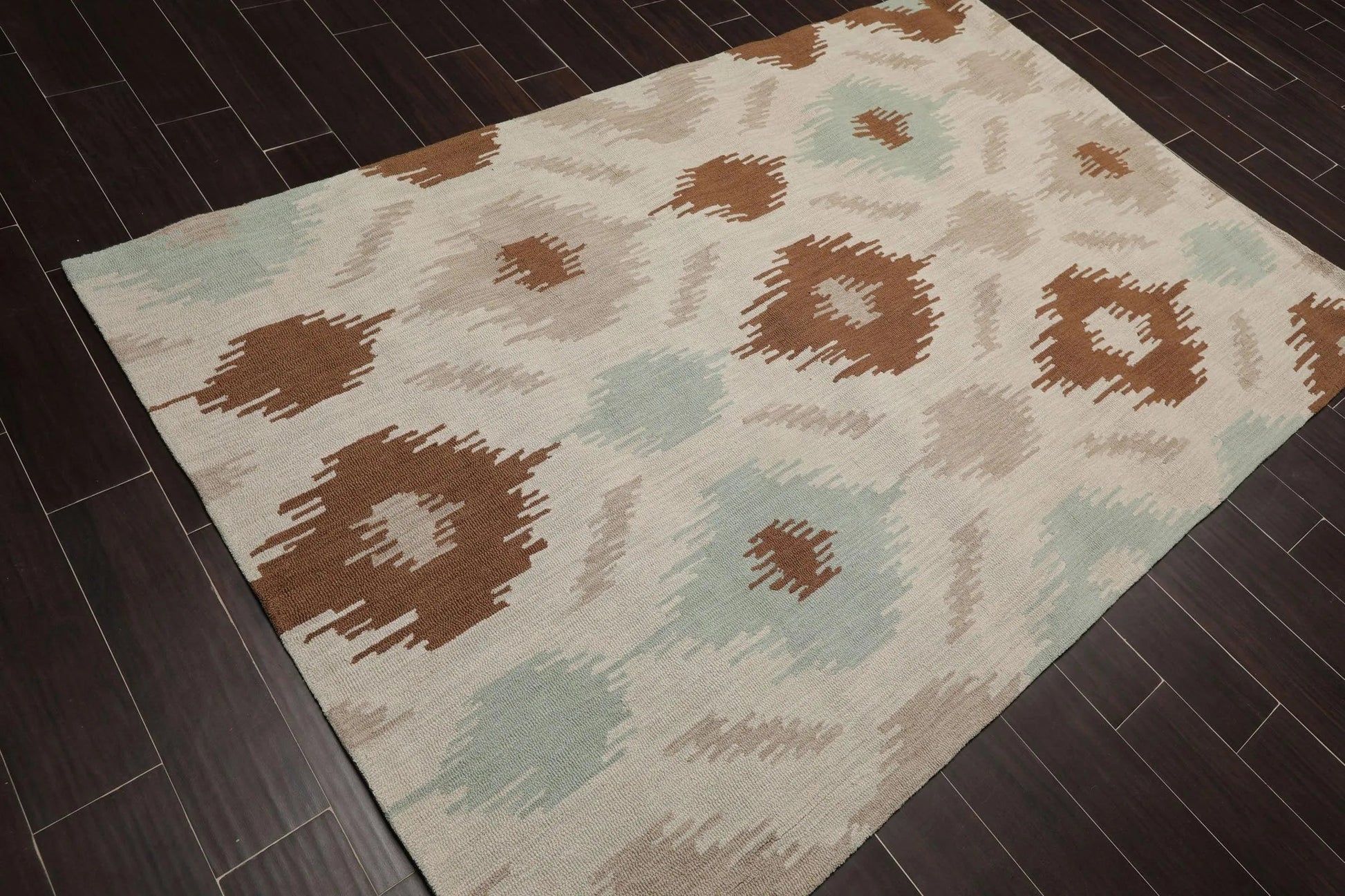 5' x 8' Handmade Ikat Print 100% Wool Oriental Area Rug Contemporary Beige-2
