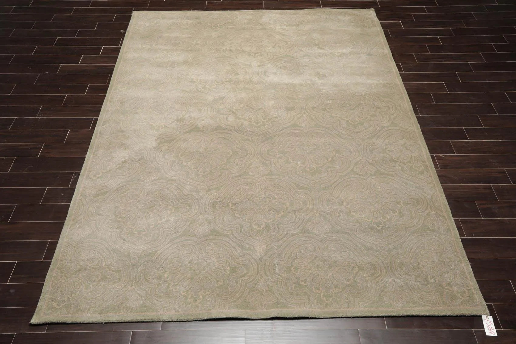 8' x 11' Handmade 100% Wool Transitional Oriental Area Rug Mint, Gray-1
