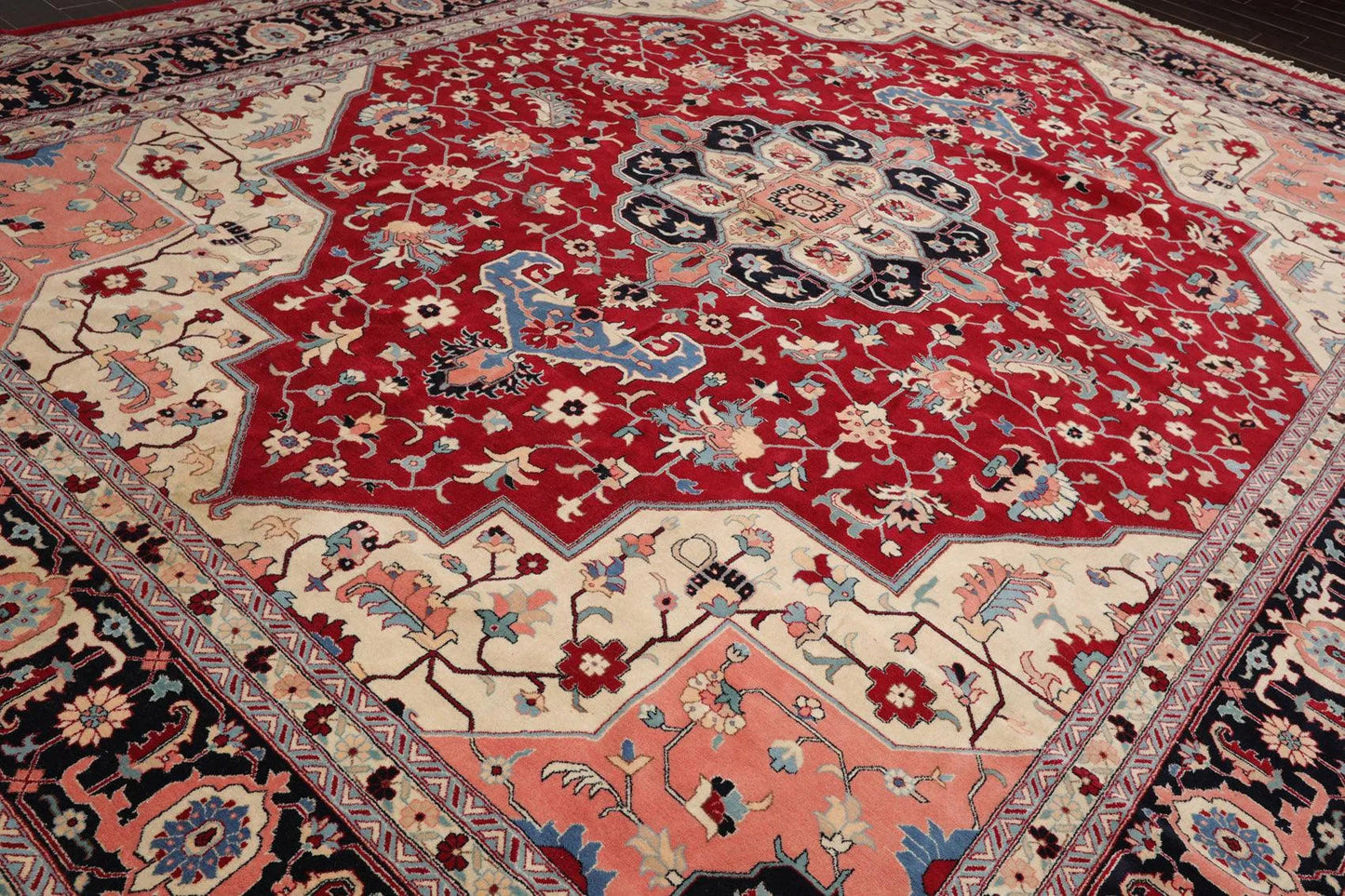 12' x 15'3'' Palace Hand Knotted 100% Wool Romanian Herizz 200 KPSI Area Rug Red-3