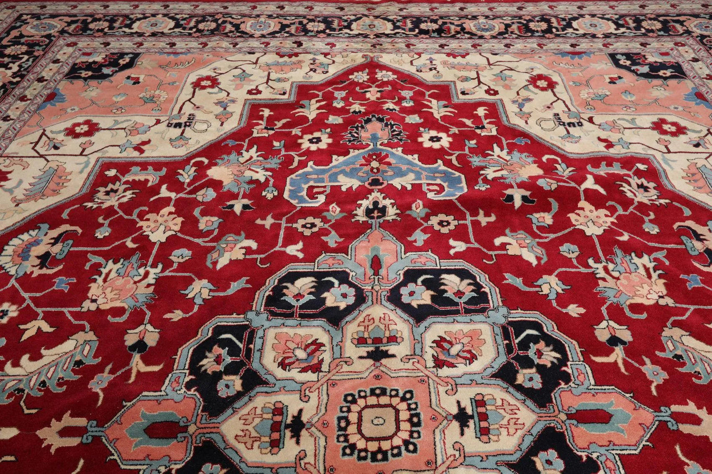 12' x 15'3'' Palace Hand Knotted 100% Wool Romanian Herizz 200 KPSI Area Rug Red-4
