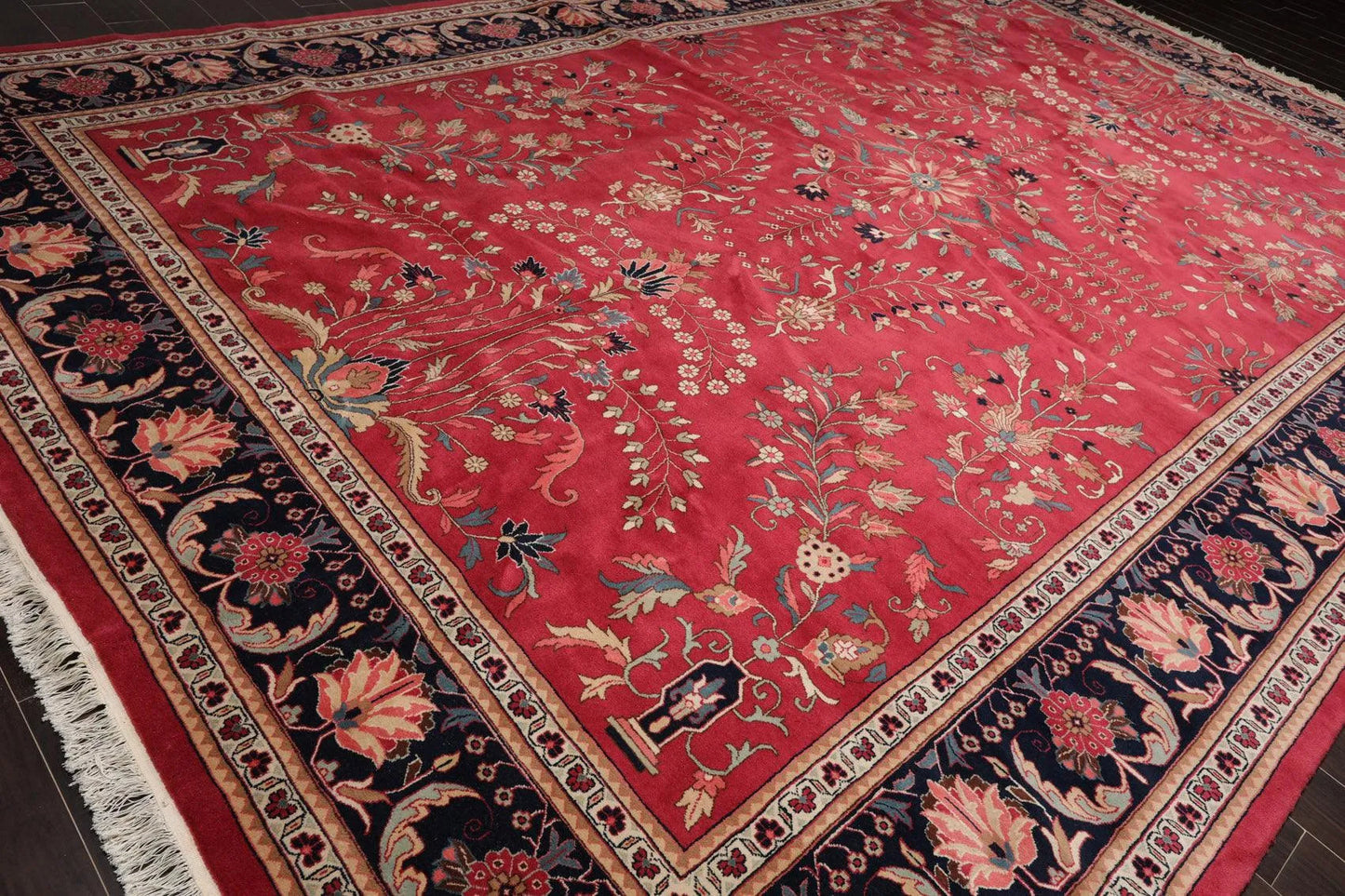11' x 17' Palace Hand Knotted 100% Wool Romanian Saroukk 150 KPSI Area Rug Rose-2