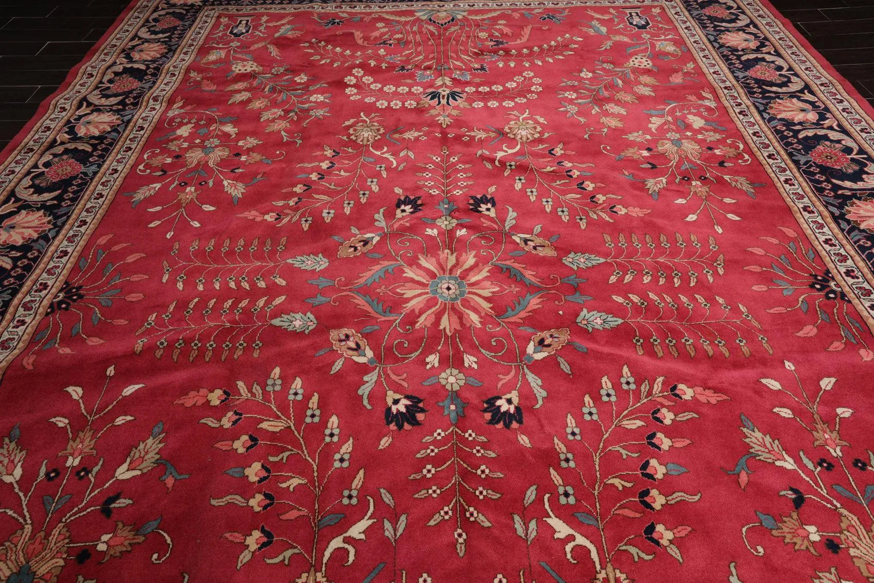 11' x 17' Palace Hand Knotted 100% Wool Romanian Saroukk 150 KPSI Area Rug Rose-3