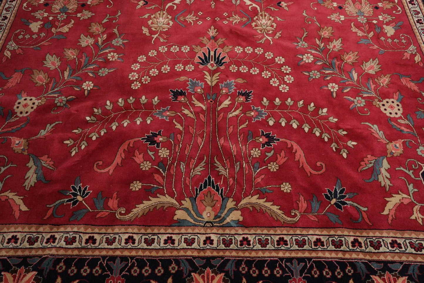 11' x 17' Palace Hand Knotted 100% Wool Romanian Saroukk 150 KPSI Area Rug Rose-4