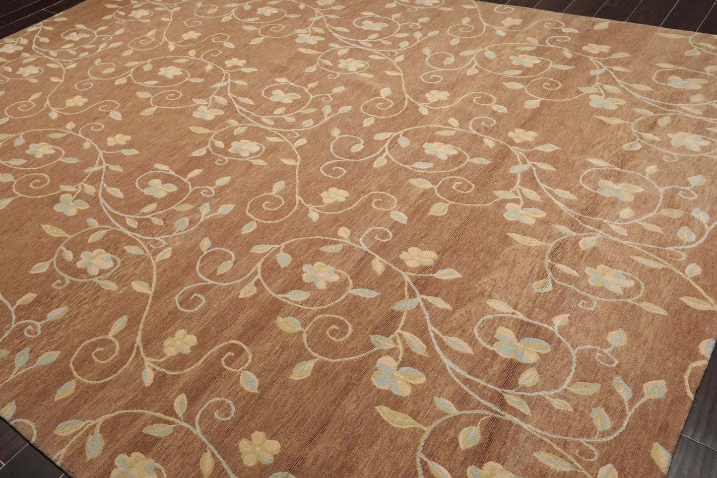 9' x 12' Hand Knotted Tibetan 100% Wool Transitional Muted Area Rug Brown-2