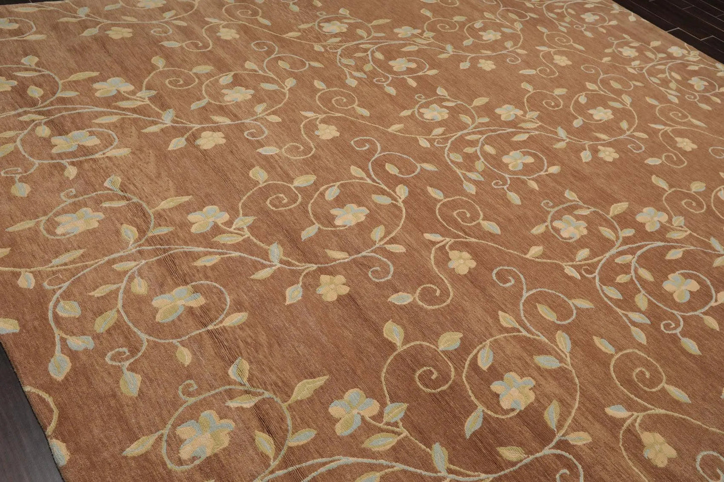 9' x 12' Hand Knotted Tibetan 100% Wool Transitional Muted Area Rug Brown-3