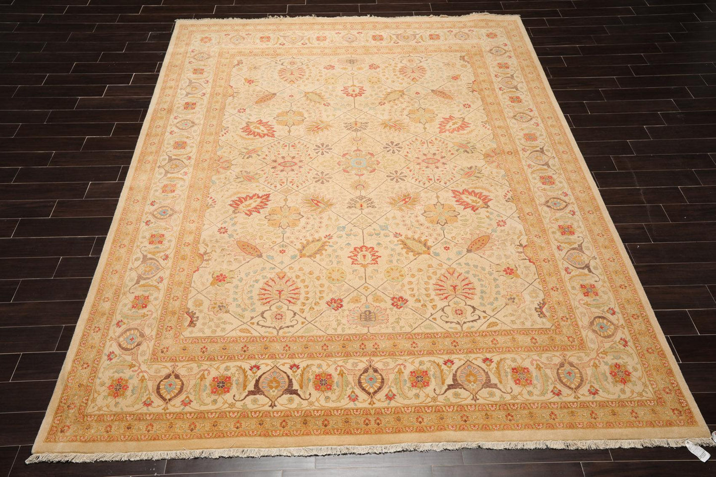 9'1"x 11'10" Hand Knotted Wool PakPersian 16/18 300 KPSI Oriental Area Rug Beige-1