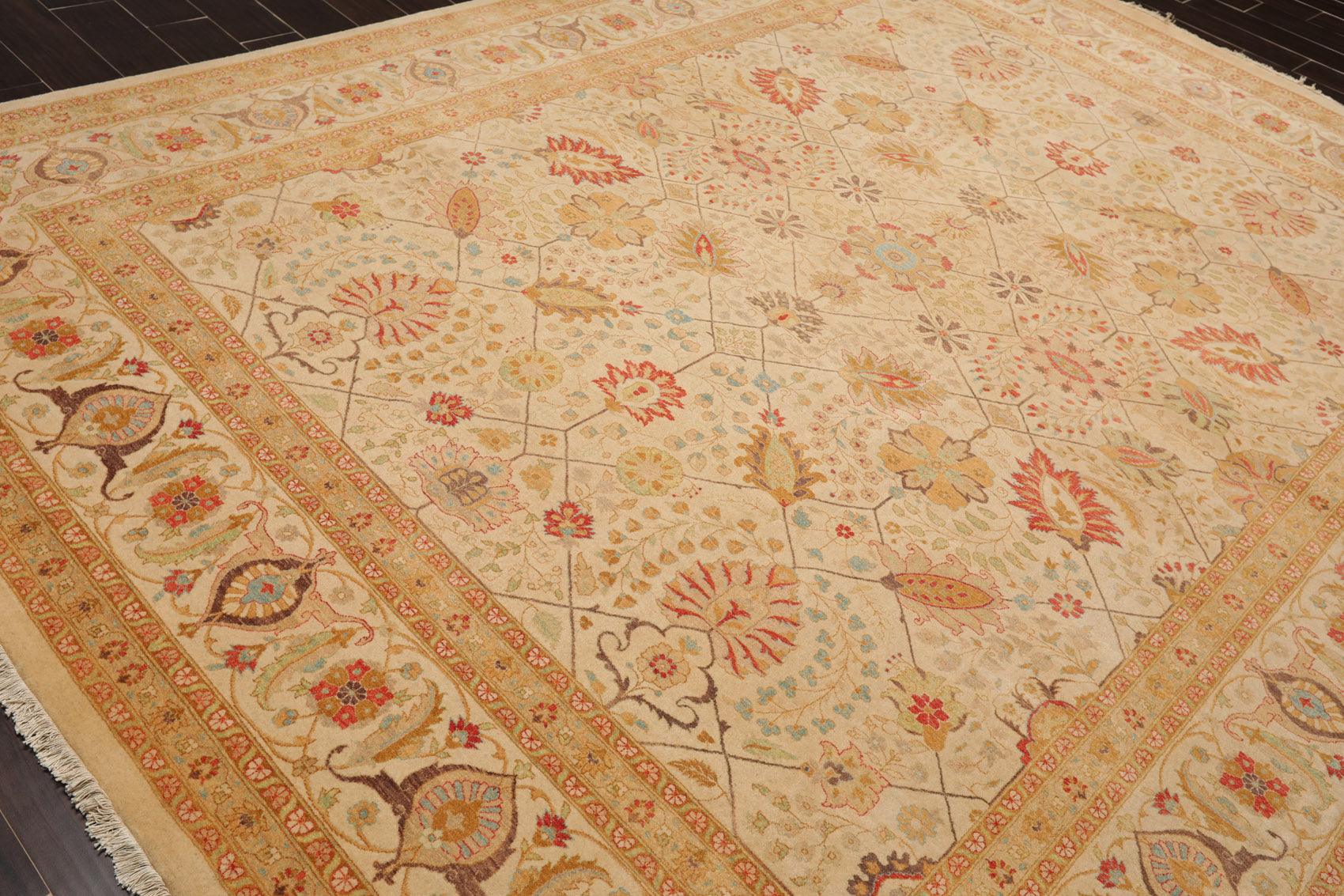 9'1"x 11'10" Hand Knotted Wool PakPersian 16/18 300 KPSI Oriental Area Rug Beige-3