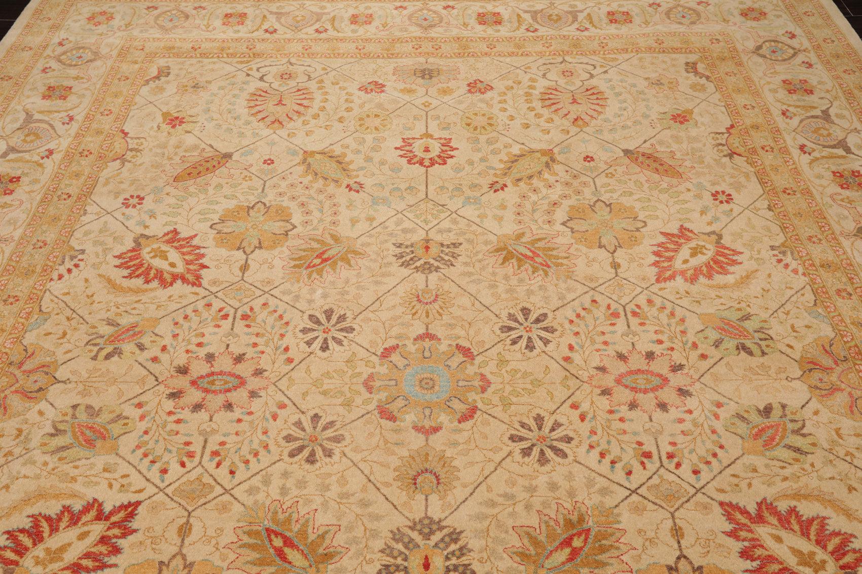 9'1"x 11'10" Hand Knotted Wool PakPersian 16/18 300 KPSI Oriental Area Rug Beige-4