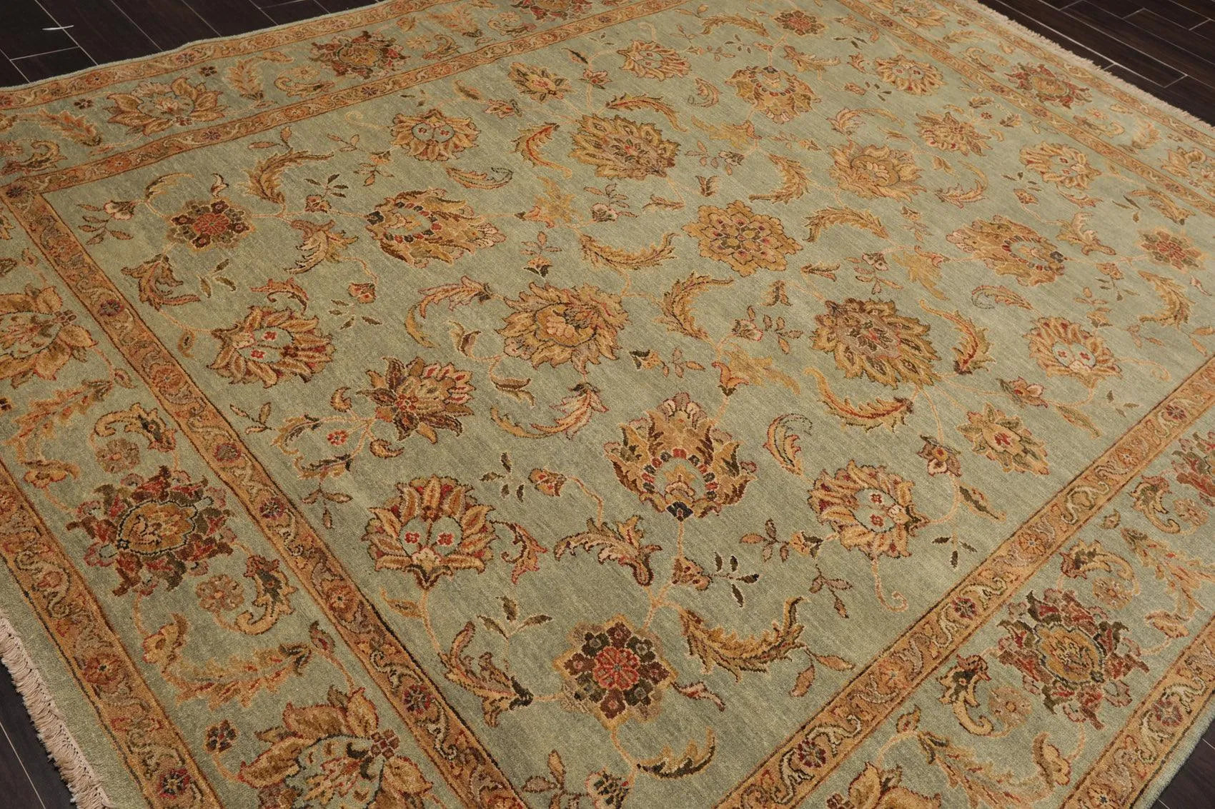 8' x 10' Hand Knotted 100% Wool Agra Oriental Area Rug Aqua-3