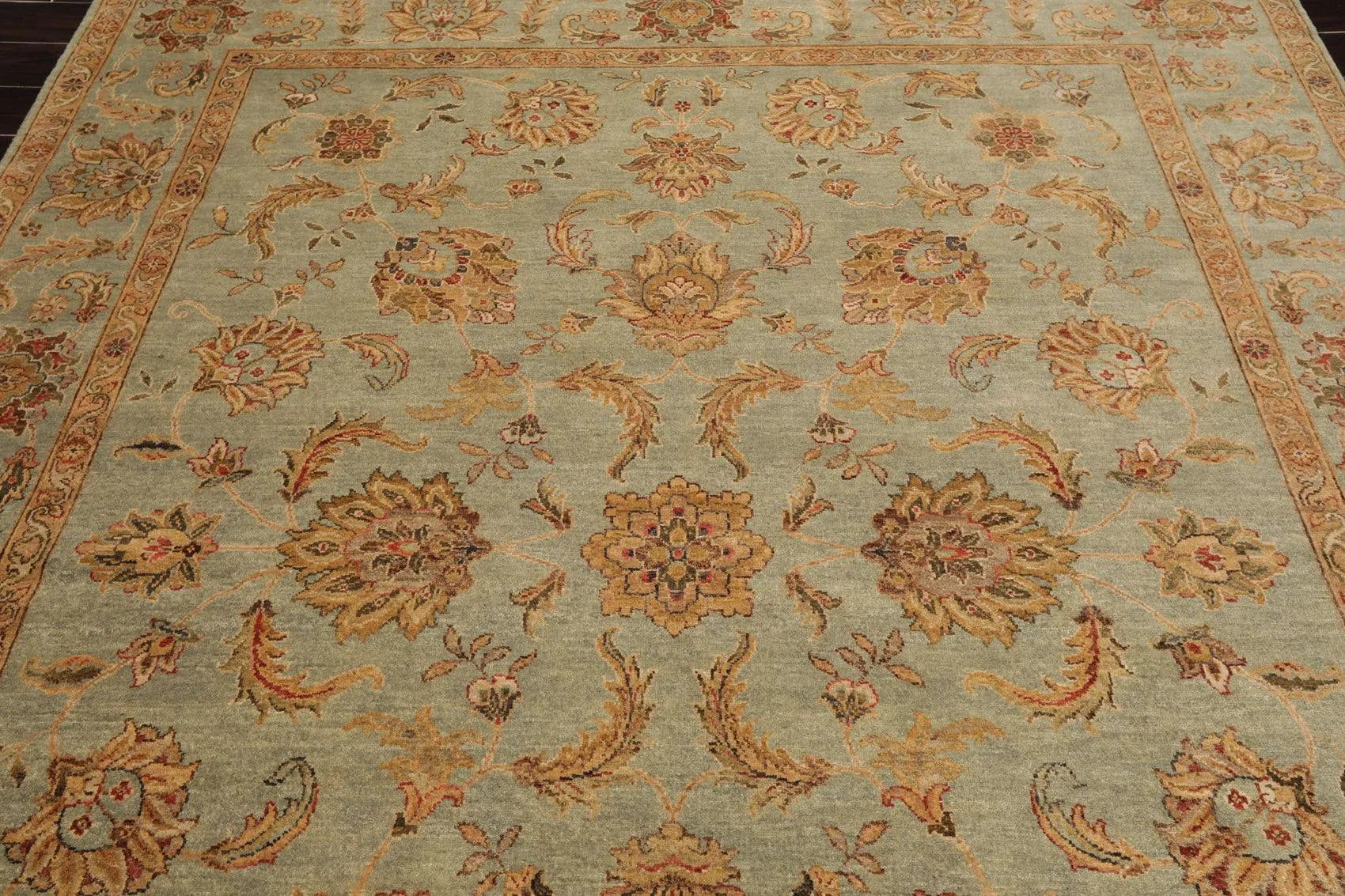 8' x 10' Hand Knotted 100% Wool Agra Oriental Area Rug Aqua-4