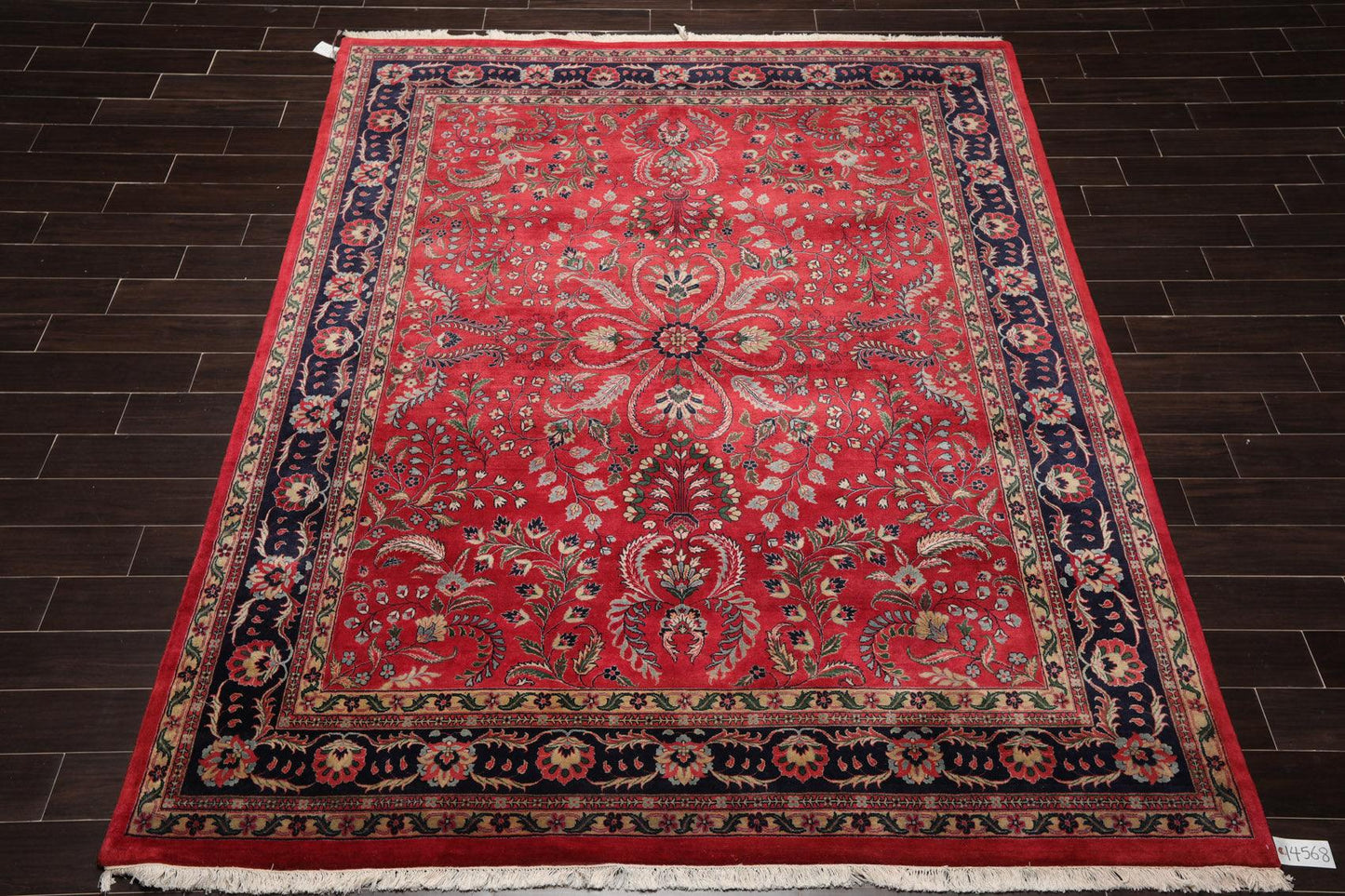 7'9" x 9'9" Hand Knotted 100% Wool Indo Saroukk 200 KPSI Area Rug Rose-1
