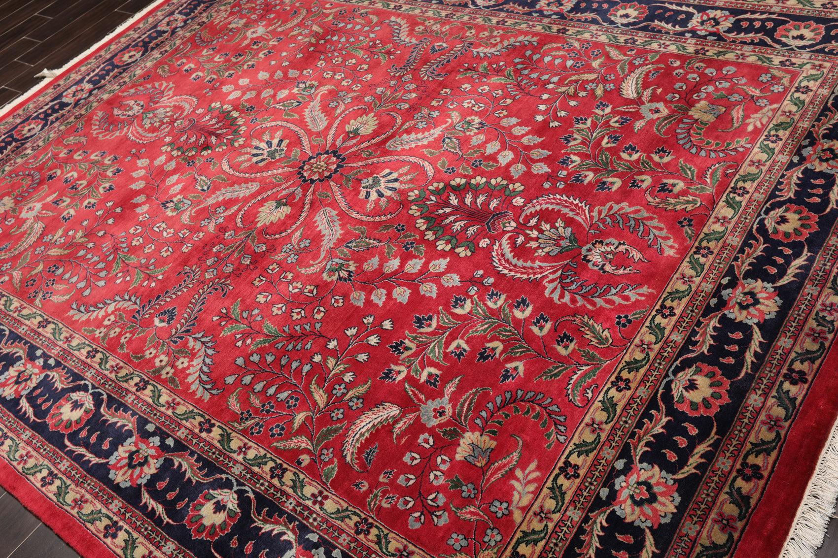 7'9" x 9'9" Hand Knotted 100% Wool Indo Saroukk 200 KPSI Area Rug Rose-2