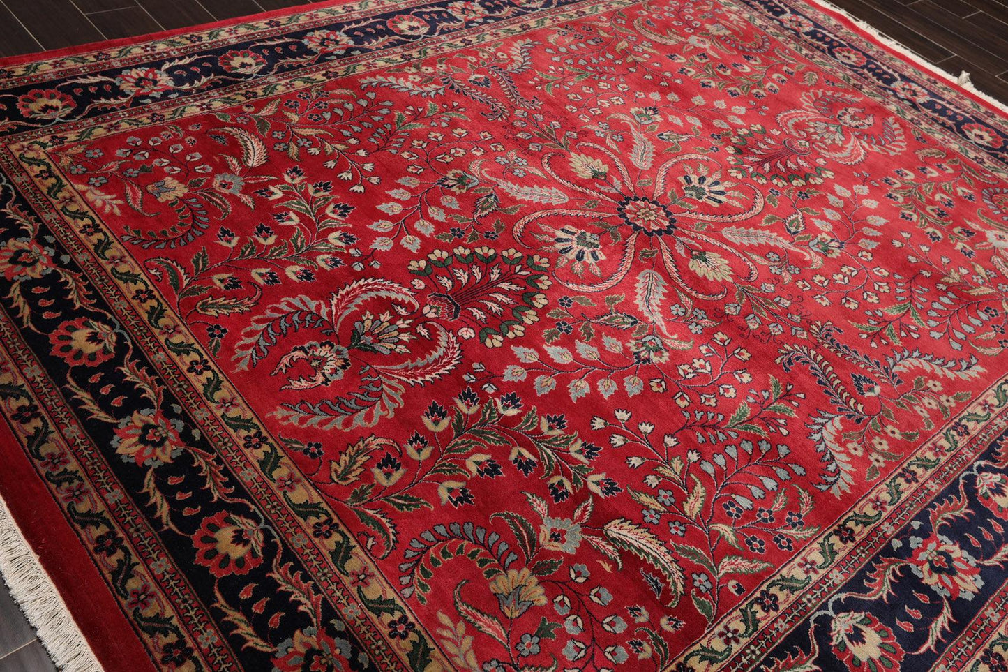7'9" x 9'9" Hand Knotted 100% Wool Indo Saroukk 200 KPSI Area Rug Rose-3